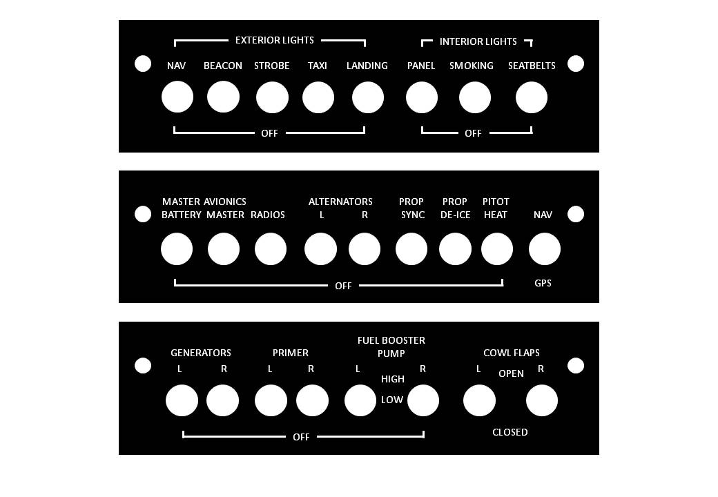 Building a Generic Home Cockpit Switch panels and checklists