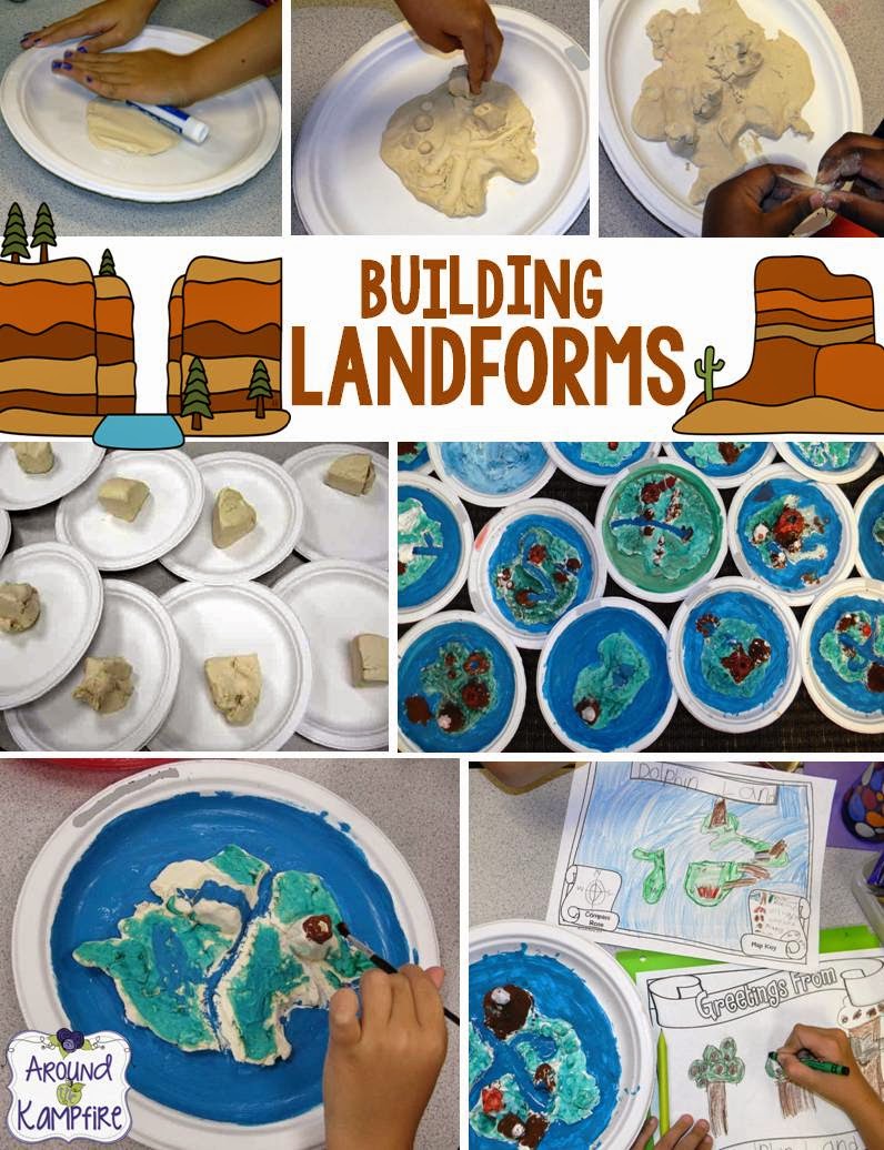 Landforms creative writing project~Building the landforms on imaginary islands.