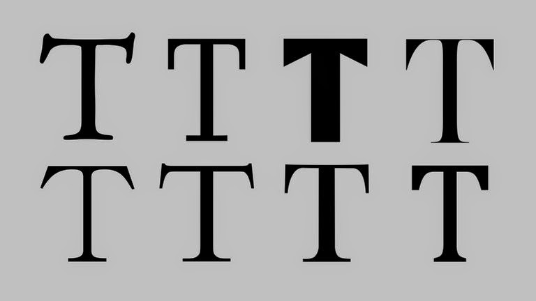 Different versions of serif "T" letter