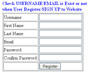 username/email is exists or not