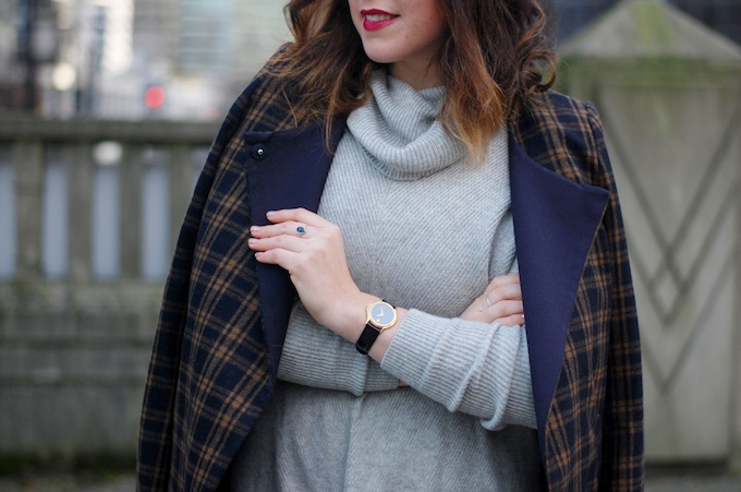 Vince sweater and plaid coat