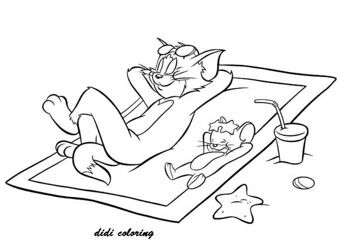  friends relaxing at beach in sunny weather coloring page for kids title=