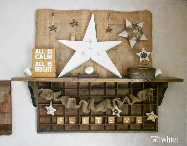 Star Themed Rustic Shelf Decorated for Christmas from Denise on a Whim