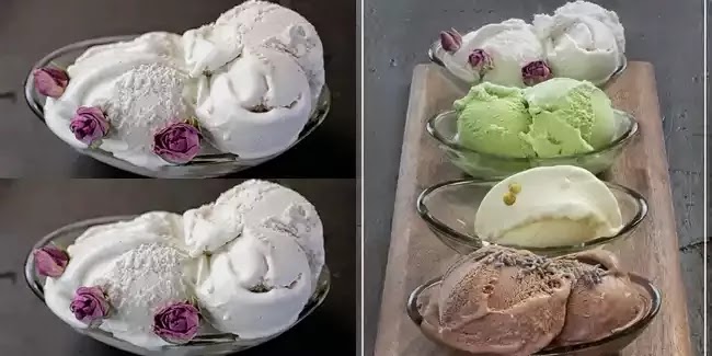 Cara buat es krim mawar menarik
