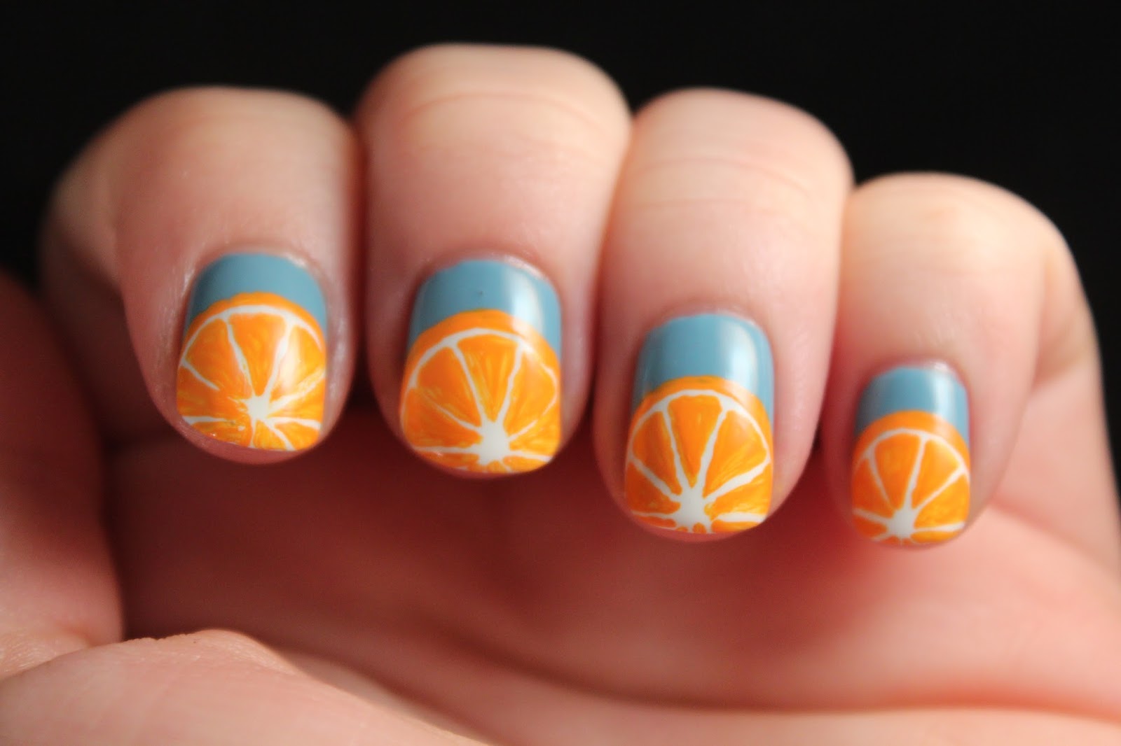 Orange and Blue Gradient Nail Art - wide 7