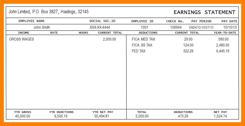 5 Printable Pay Stub Templates in Word Format