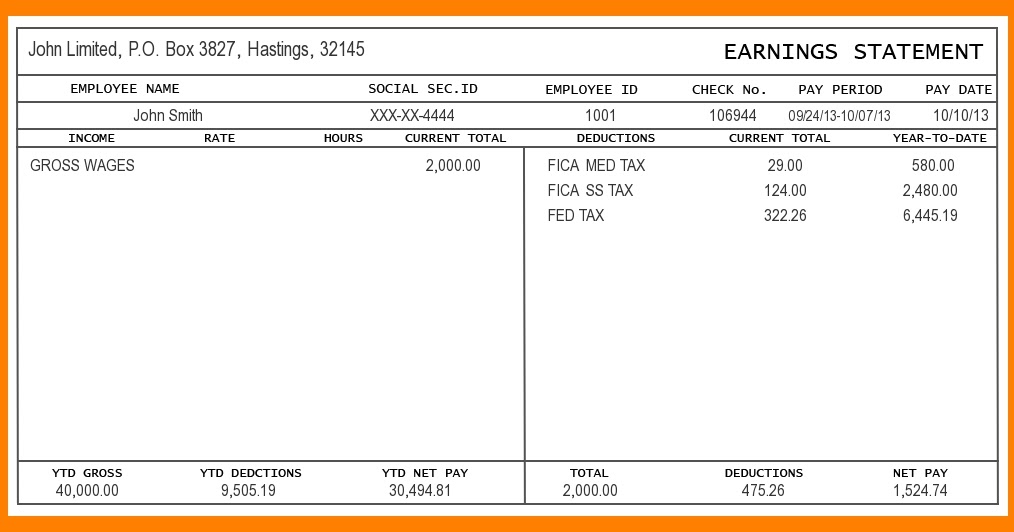 Free Pay Stub Template Word