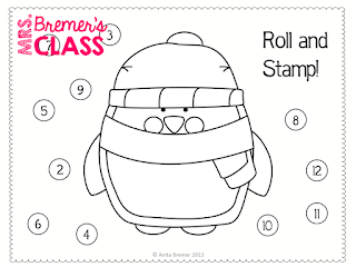 FREE Penguin roll & stamp activity for Kindergarten!
