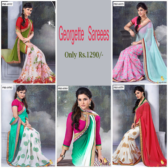 Latest Beautiful Georgette Saree designer collection for Party wear at pavitraa.in