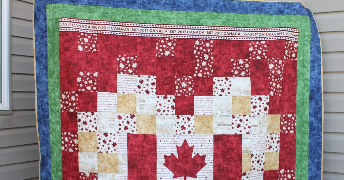 Daydreams of Quilts Canadian Flag in a Pixelated Heart Quilt of Valour