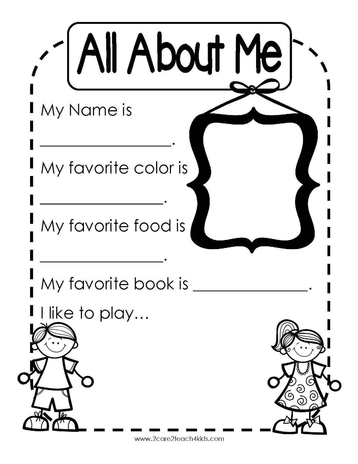 Free Printable All About Me Worksheet Preschool