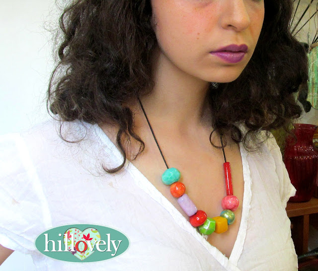 hilla bushri, hillovely, fimo beads, fimo necklace, polymer clay beads, polymer clay necklace, faux glass beads
