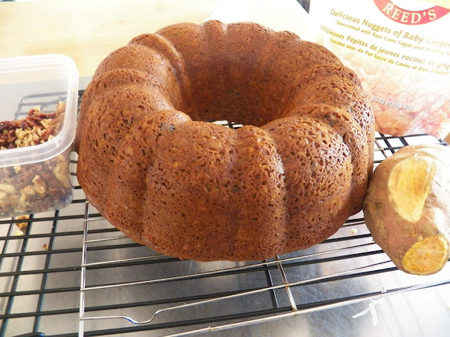 Candied Ginger Sweet Potato Bundt with Rum Toffee Sauce