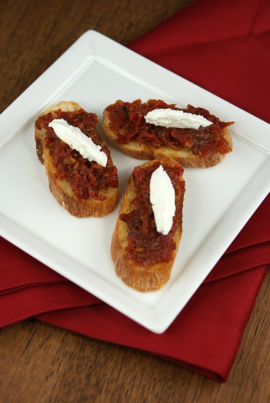 Authentic Suburban Gourmet Sun Dried Tomato Jam Crostini