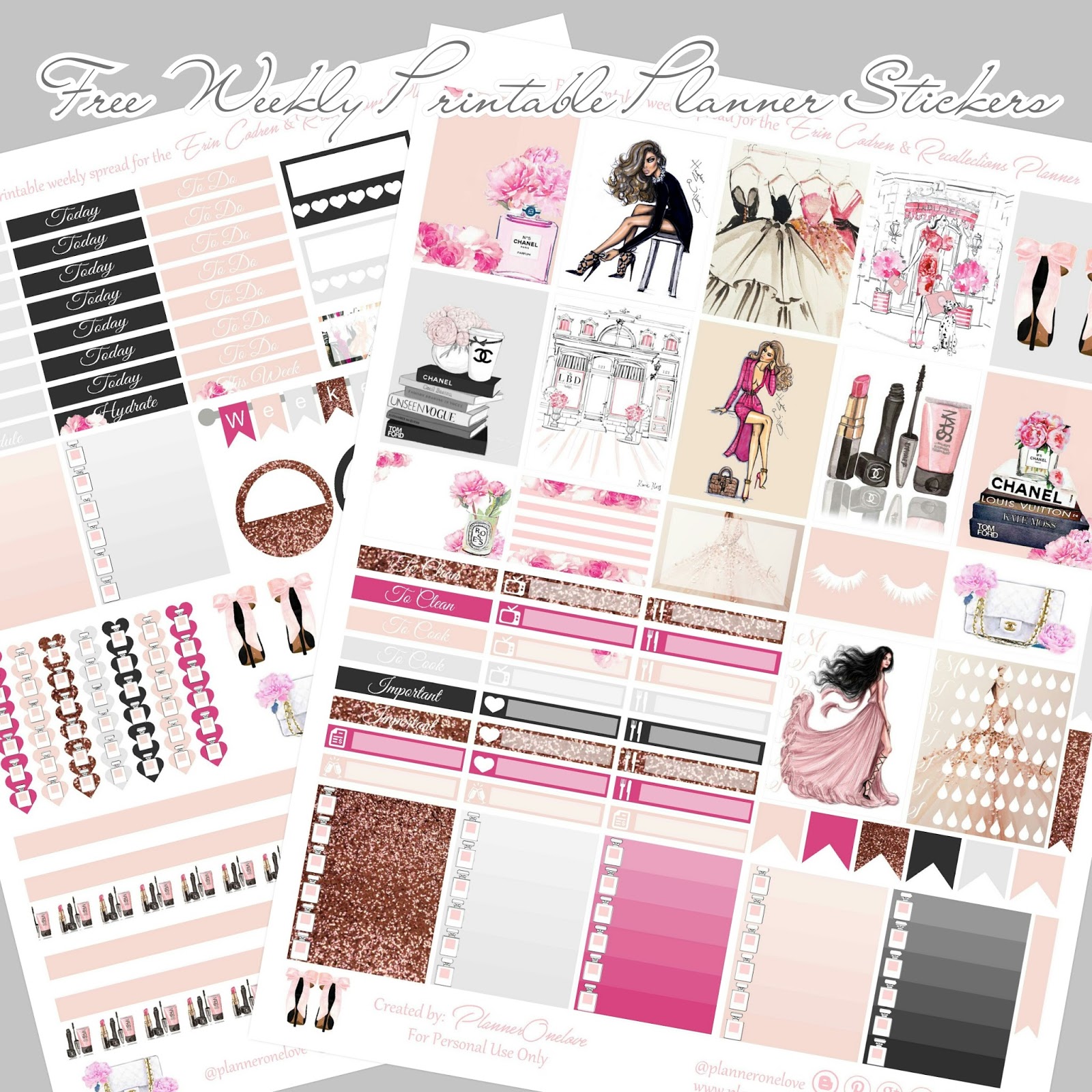 Free Fashion printable spread for the Erin Condren & Recollections planner  - Planner Onelove
