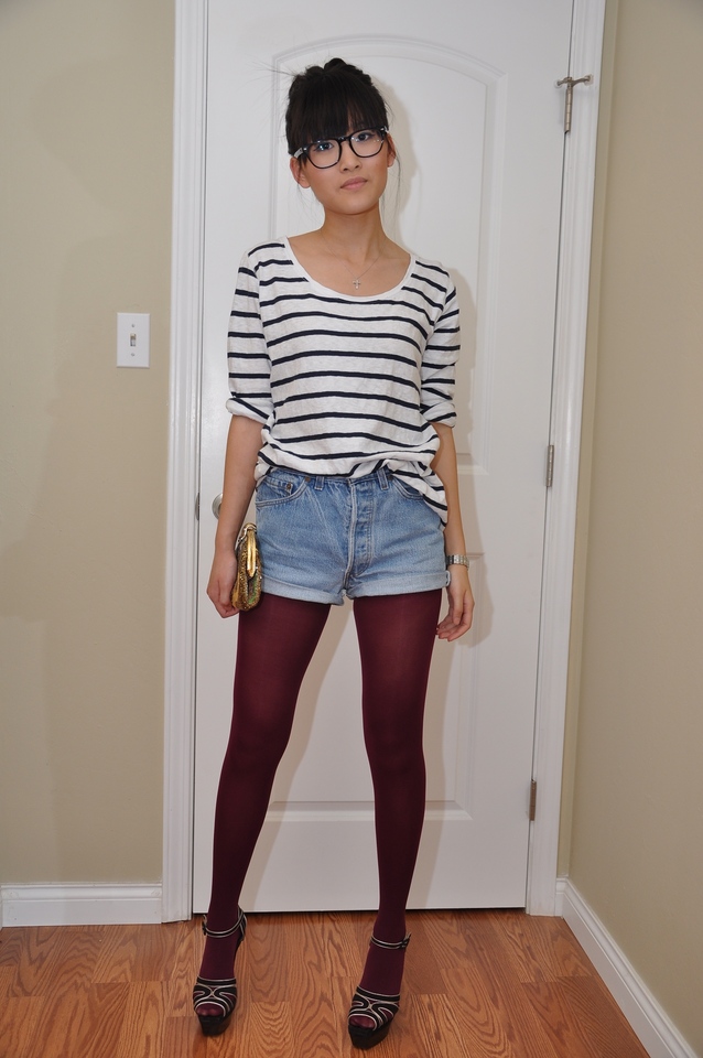 Women`s Legs and Feet in Tights Legs and Feet in Maroon Tights 17