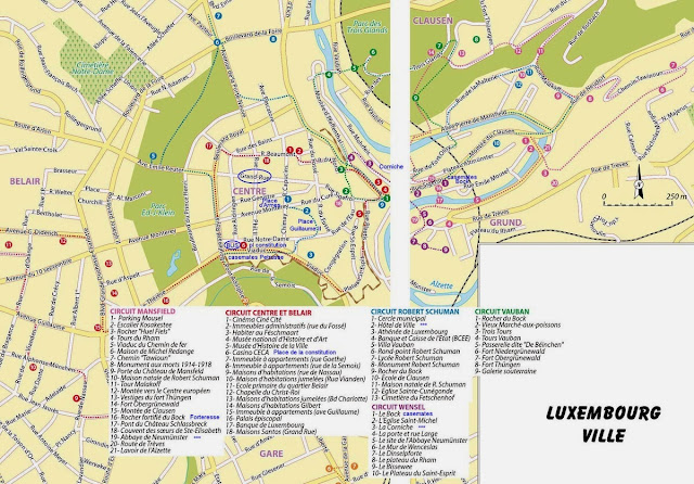 Mapa do centro da cidade de Luxemburgo