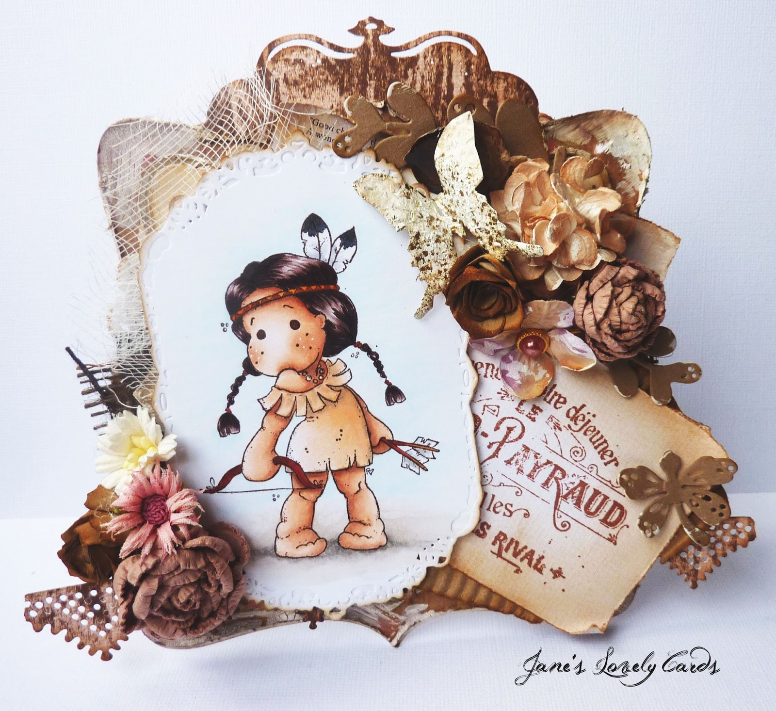 Jane's Lovely Cards Magnolia Down Under Challenges DT Flowers and Lace