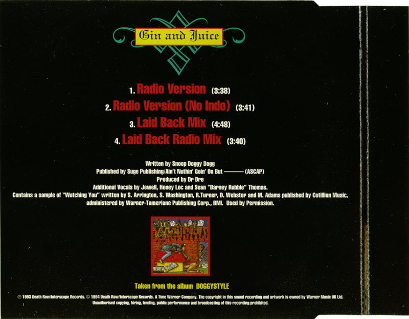 Promo, Import, Retail CD Singles & Albums Snoop Dogg Gin & Juice (Import CD Single) 1994
