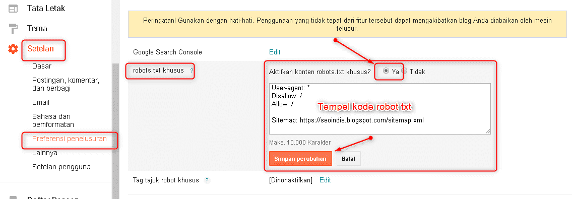 cara setting robot.txt agar iklan adsense tayang terus