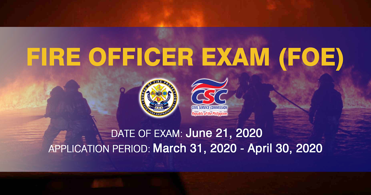 Civil Service Exam PH 2020 Fire Officer Exam (FOE) Requirements