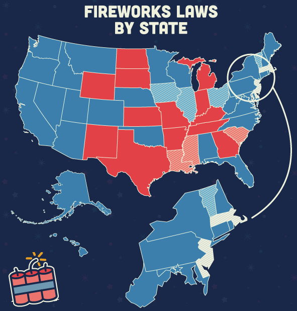 legal fireworks laws by state map Infographics Maps Music And More State By State Fireworks Laws legal fireworks laws by state map