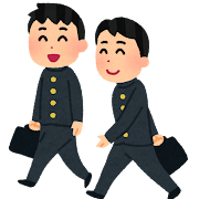 通学している男子学生のイラスト（学ラン）