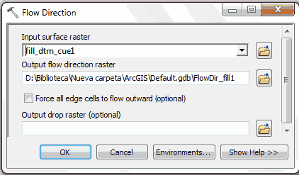 Ventana direccion de flujo con arcgis Ventana direccion de flujo con arcgis