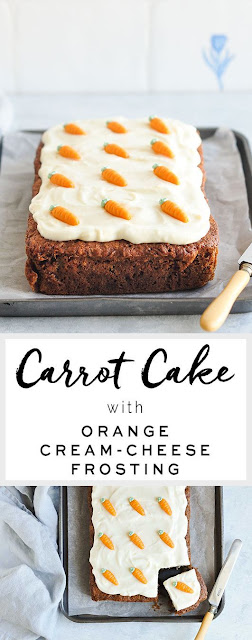 CARROT CAKE WITH ORANGE CREAM CHEESE FROSTING