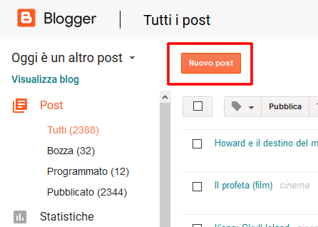 Come creare un post su blogger