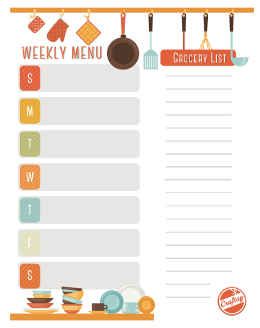 free weekly meal planner and grocerly list