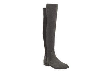 clarks grey over the knee boots