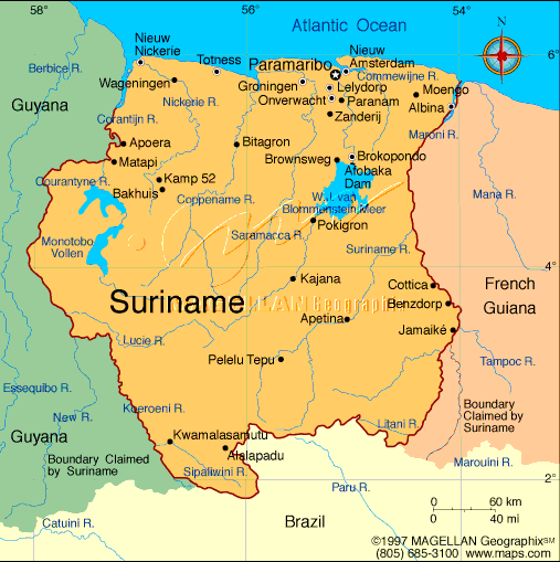 Suriname | Mapas do Suriname