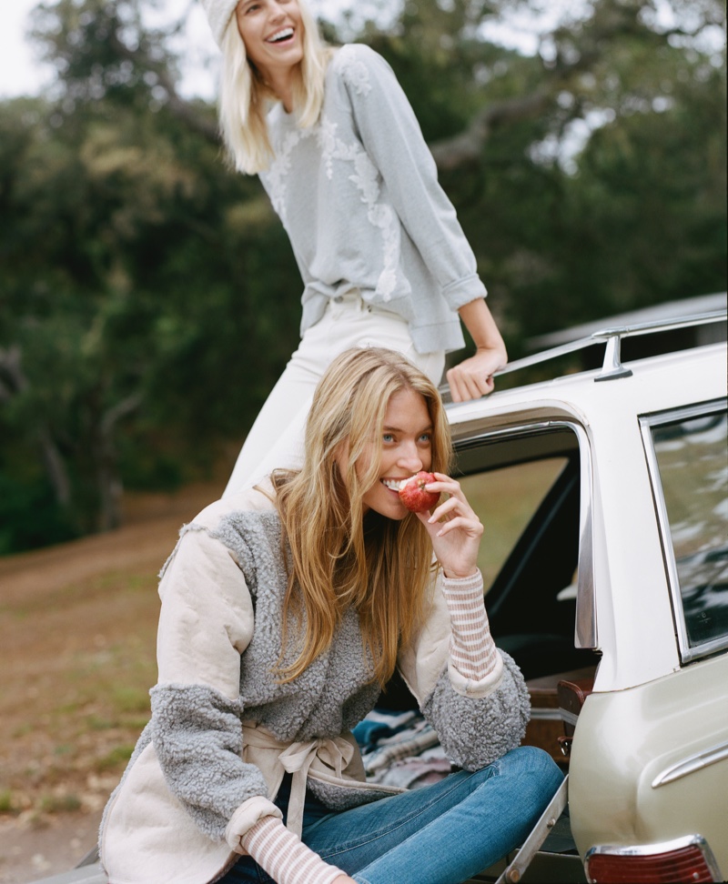 Lucky Brand Holiday 2018 Campaign featuring Martha Hunt and Devon Windsor