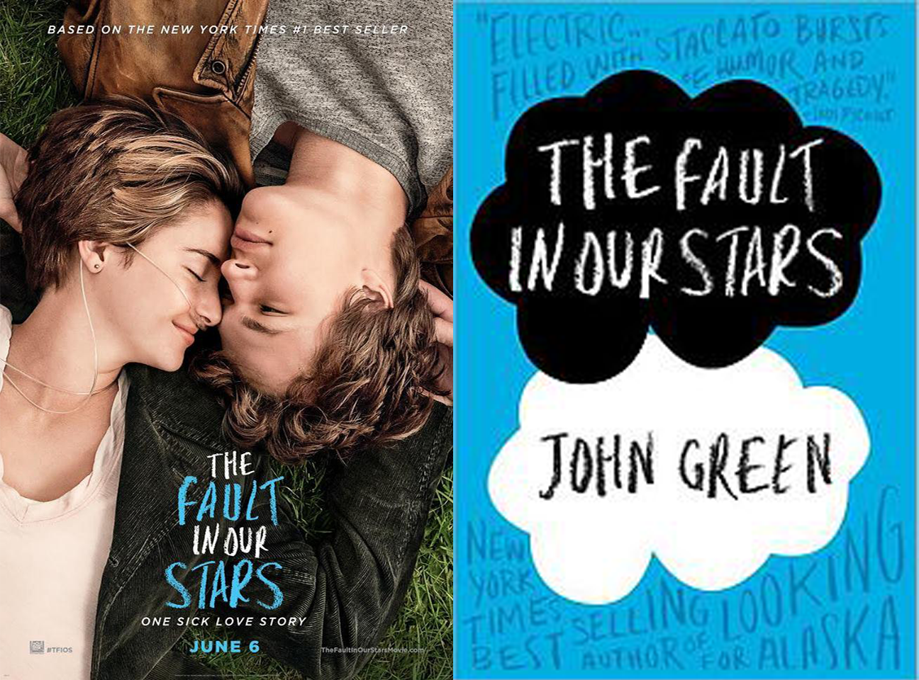 The Fault in our Stars Book Cover and Movie Poster at http://ohanareads.blogspot.com/2014/07/the-fault-in-our-stars-movie-review.html