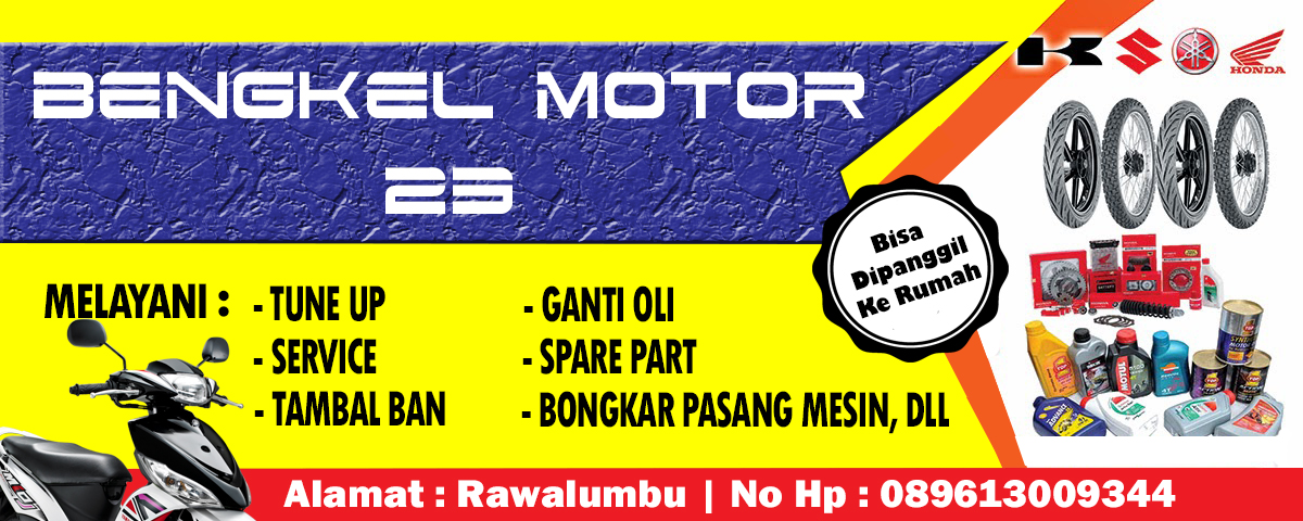 Banner Perusahaan Bengkel Motor 23 AA MEDIA NETWORK IT 