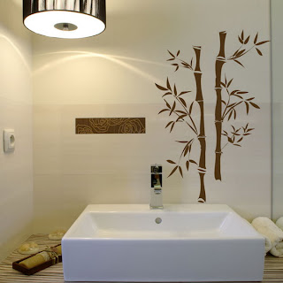 Green Bamboo Flooring Bathroom Wall
