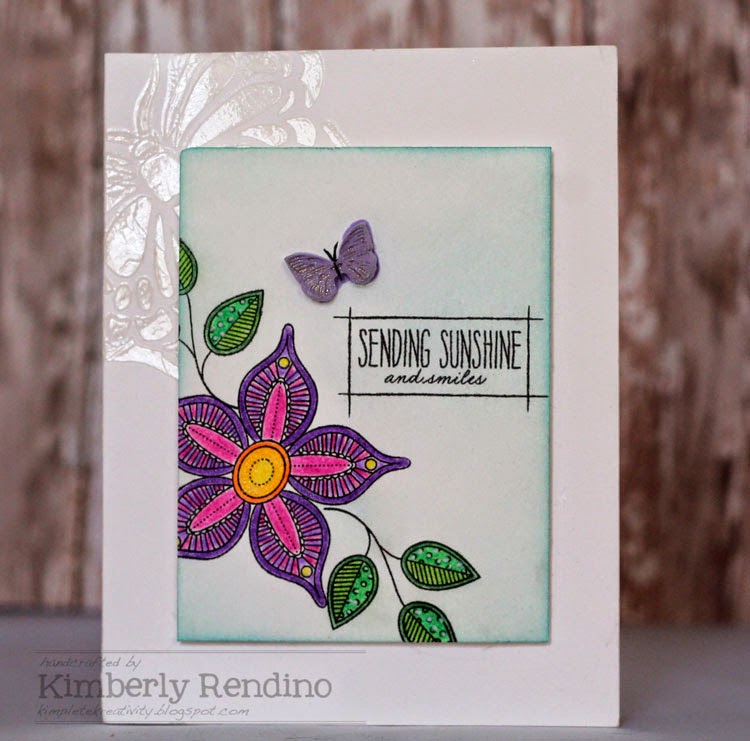 Flower card by Kimberly Rendino | Kimpletekreativity.blogspot.com | doodlie-do | crafter's clay | prismacolors | embossing paste