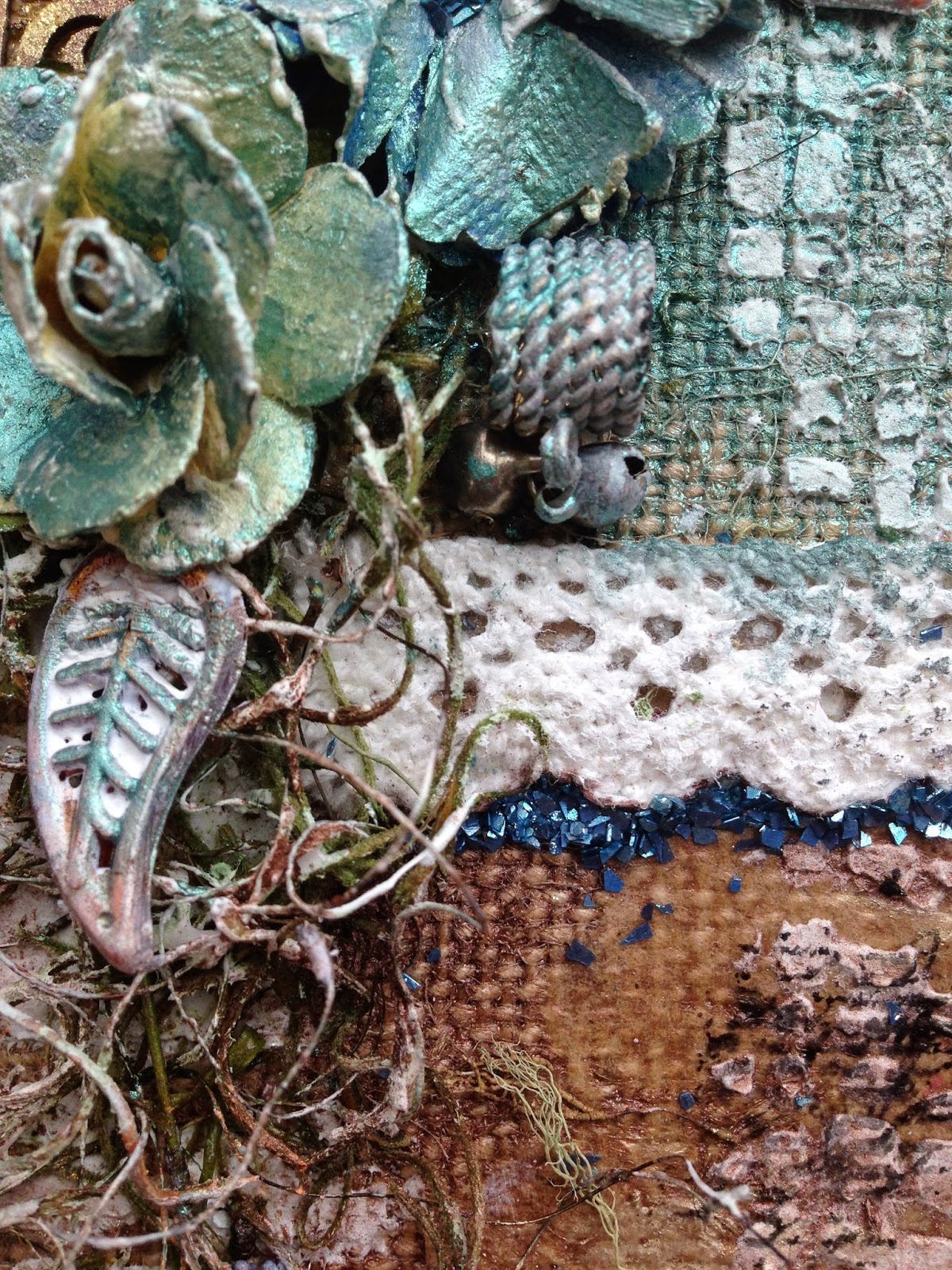 Butterflies N' Buttons Burlap Canvas Mixed Media Art