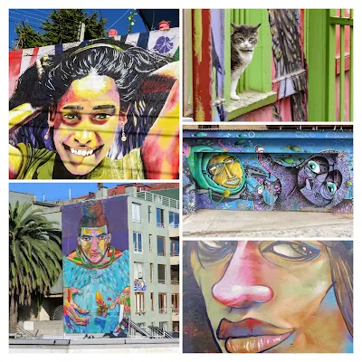 Day trip from Santiago to Valparaiso: Collage of Valparaiso street art