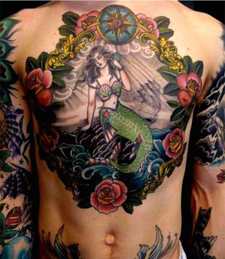 Sereia tatuagem Ideia para os homens no peito