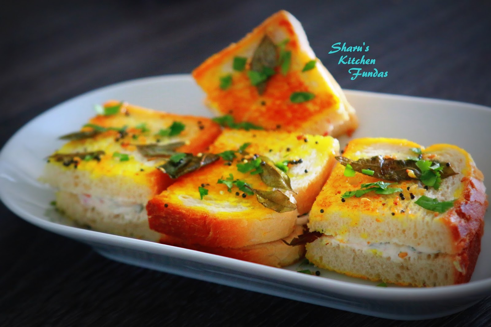 Sharu's Fundas Dahi Bread Dhokla / Sandwich Bread Dhokla