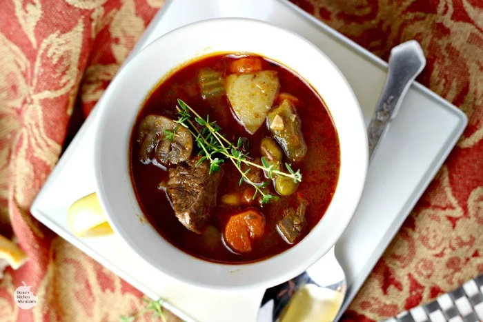 Beefy Vegetable Soup | by Renee's Kitchen Adventures - easy recipe for classic beef vegetable soup full of veggies with a rich broth