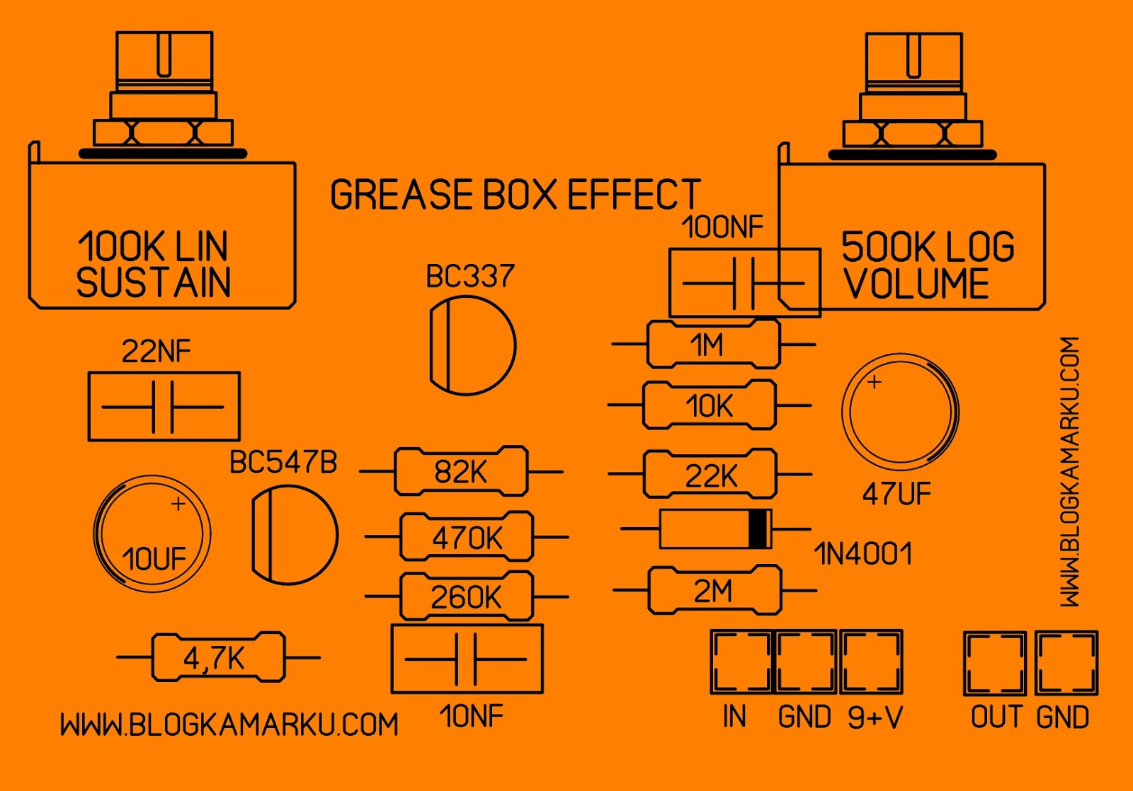 Layout Pcb Efek Gitar Grease Box Pedal Board