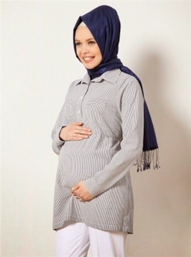 model baju hamil wanita muslim desain casual dan kerja terbaru 2017/2018