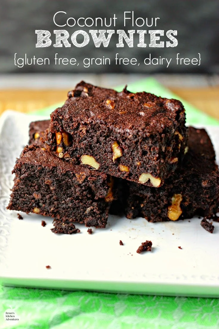 Coconut Flour Brownies | by Renee's Kitchen Adventures - gluten free, grain free, dairy free  healthy recipe for brownies