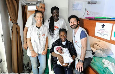 Photos: Nigerian woman gives birth to healthy baby boy on Italy-bound migrant rescue ship