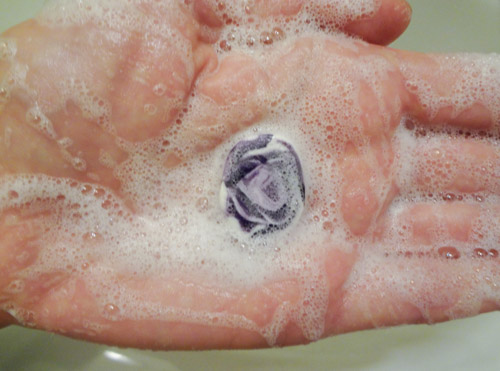 cp cane soap - purple rose lather