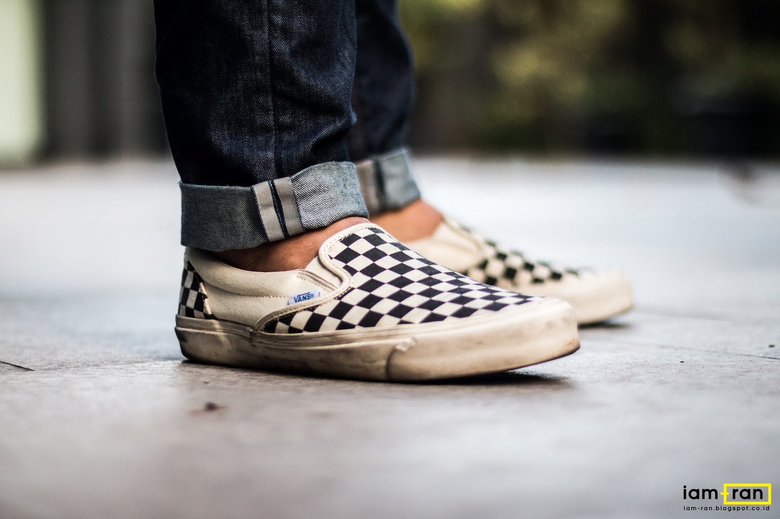 checkerboard vans authentic on feet