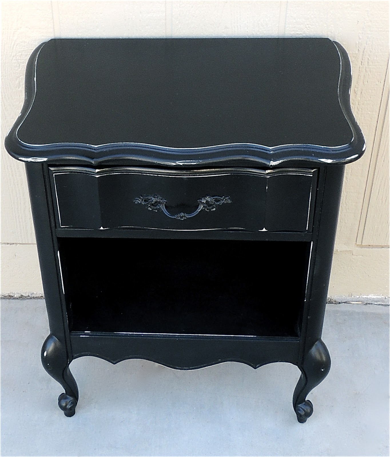 The Backyard Boutique by Five to Nine Furnishings Black Distressed French Provincial Night Stand